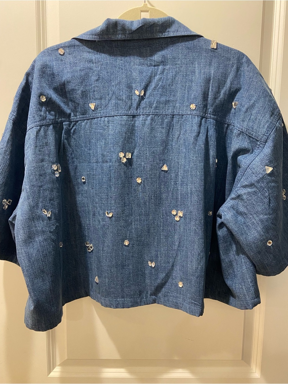 Maeve Blue Embellished Button-Down Shirt - Picture 3 of 3
